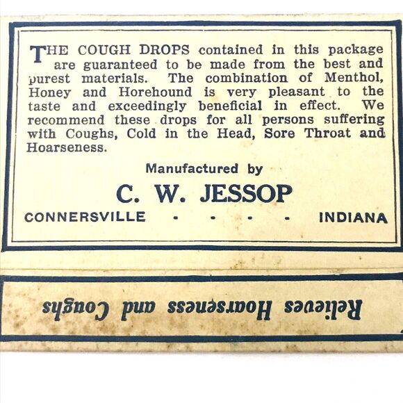 C.W. Jessops Antique Cough Drops Box RARE Drug Pharmacy Paper Advertising - Picture 4 of 14